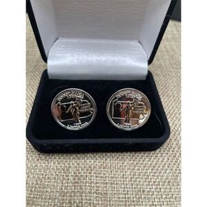 Pennsylvania Quarter Cufflinks Silver Bullet Back Men's Anniversary Gift